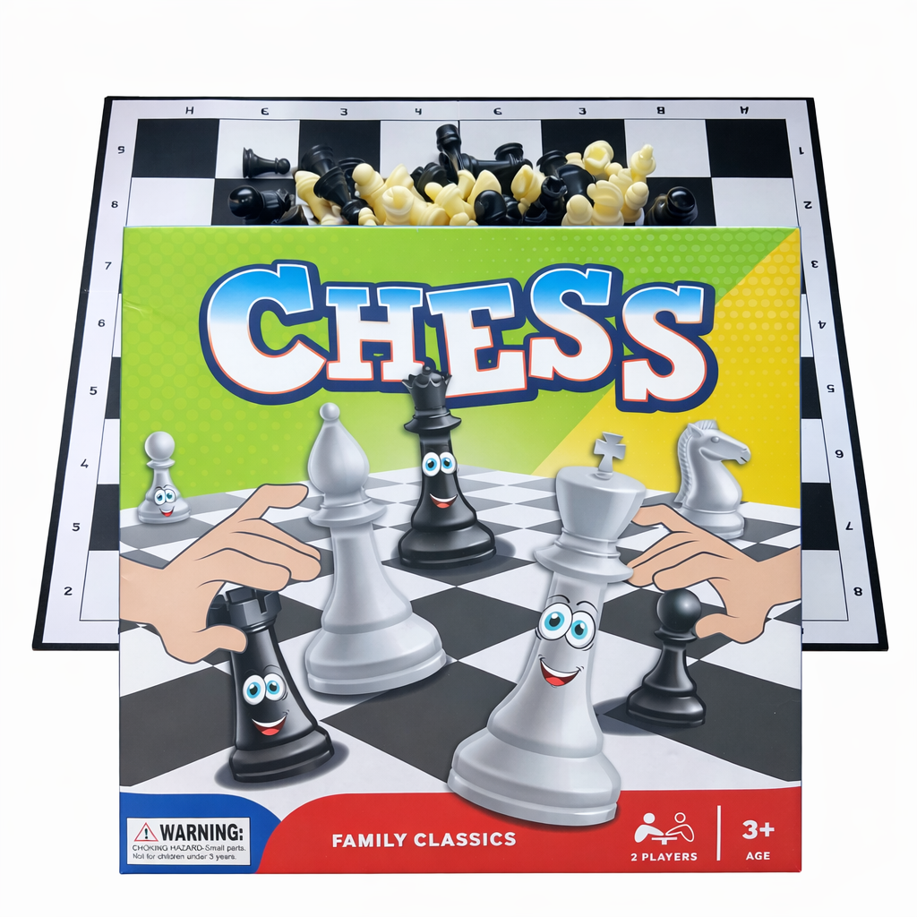 Chess Set Family Board Game 32 Piece Kids Traditional Folding 2 Player Game 35cm