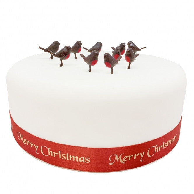 Robin Christmas Cake Topper pack of 12 Yule Log Cupcake Mini Bird Decoration