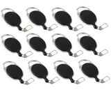 12 x Retractable Keyring Key Chain ID Holder 80cm Extendable Rope Carabina Clip