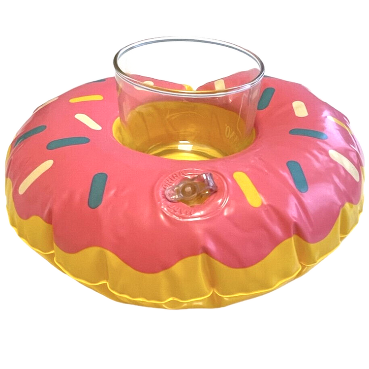 4x Inflatable Doughnut Drink Holders Pink Float Hot Tub Swimming Pool Party Bath