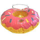 4x Inflatable Doughnut Drink Holders Pink Float Hot Tub Swimming Pool Party Bath