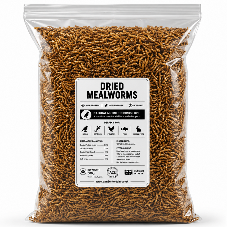 500g Dried Mealworms Wild Bird Food High Protein Garden Birds Feed Refill Bag
