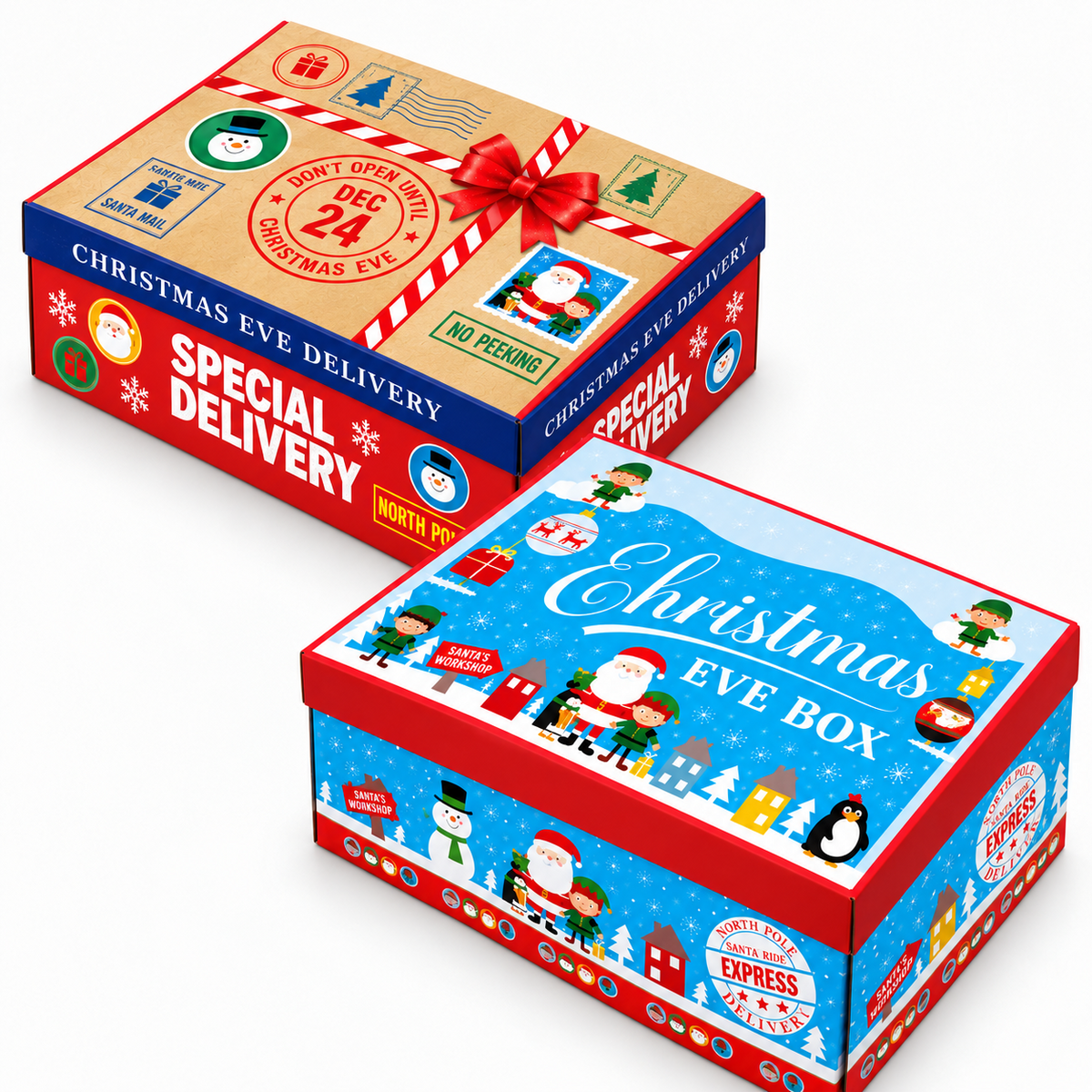 Christmas Eve Boxes Xmas Gift Box Empty Festive Hamper Kids Treats 1-12 Packs