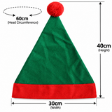 A Christmas hat diagram on a white background showing the product silhouette with measurement callouts: 60 cm head circumference at the top, 40 cm height, and 30 cm width at the brim.