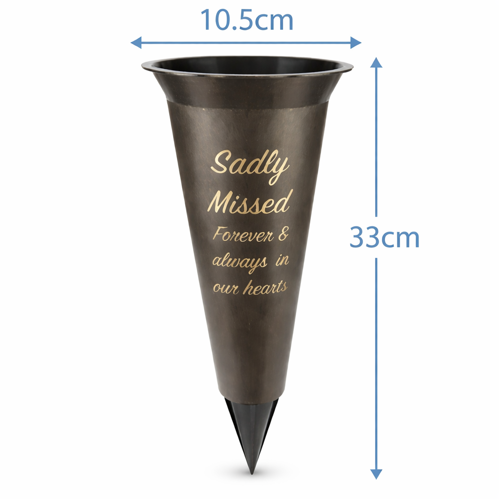 Dads Grave Memorial Flower Vase Spike Holder Memory Pot - Forever In Our Hearts
