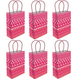 Christmas Gift Bags 12 x Red Nordic Paper Party Loot Bag With Handles Recyclable