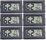 6x Digital Temperature Humidity Meters Black Thermometer Hygrometer Vivarium Set