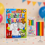 Kids Mini Puzzle Activity Book With Colouring Pencils Party Bag Filler 1-96 Pack