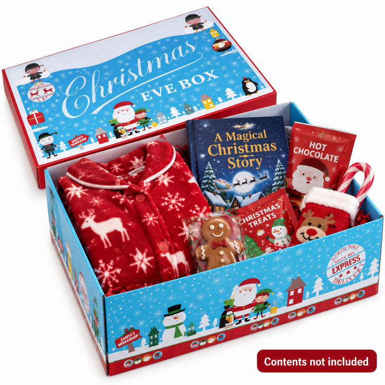 Christmas Eve Boxes Pack of 6 Xmas Gift Box Kids Festive Hamper 32 x 21 x 11cm