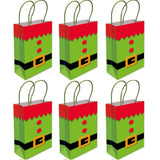 Christmas Gift Bags x6 Green Elf Paper Party Loot Bag With Handles Recyclable
