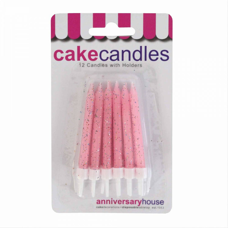 Cake Candles Pack of 12 with Holders 7.5cm Birthday Party Pack Topper Decoration
