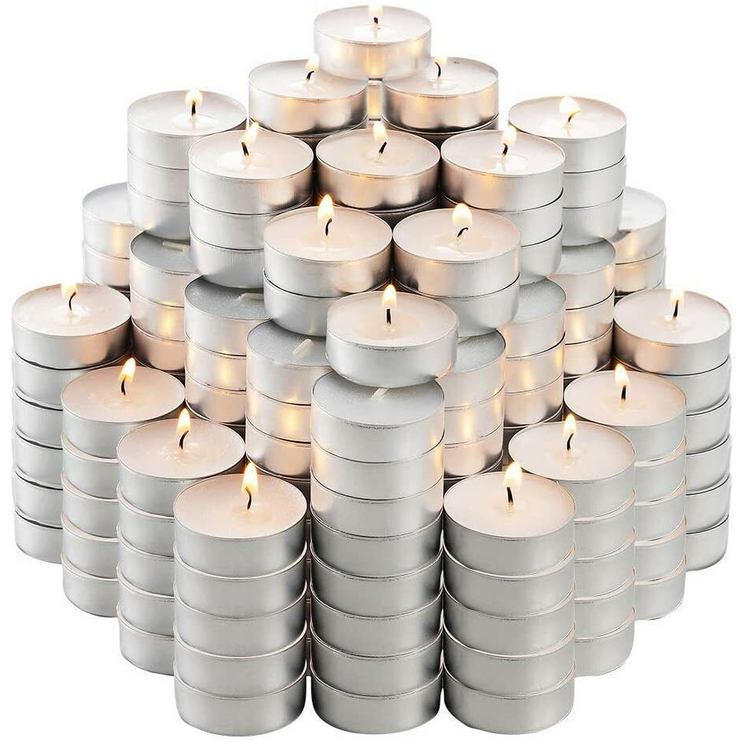 Woodbridge Tea Light Candles 1-100 Pack White Unscented Wax 4 Hour Burn Tealight
