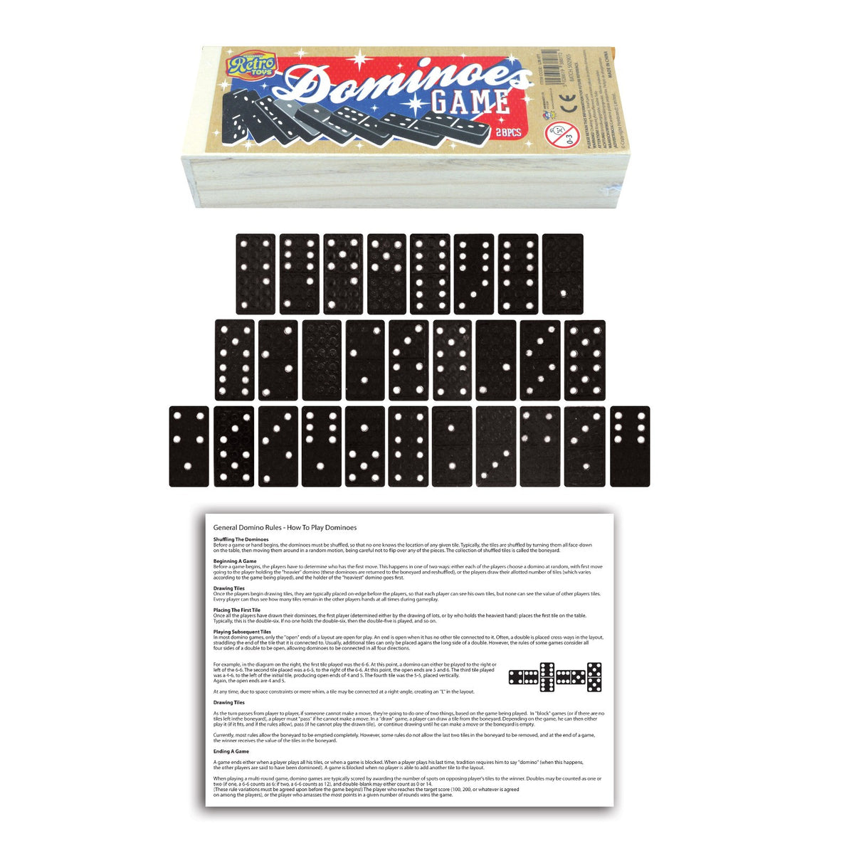 Dominoes Game Set 28 Piece Double Six Dominos Kids Childrens Party Travel Game