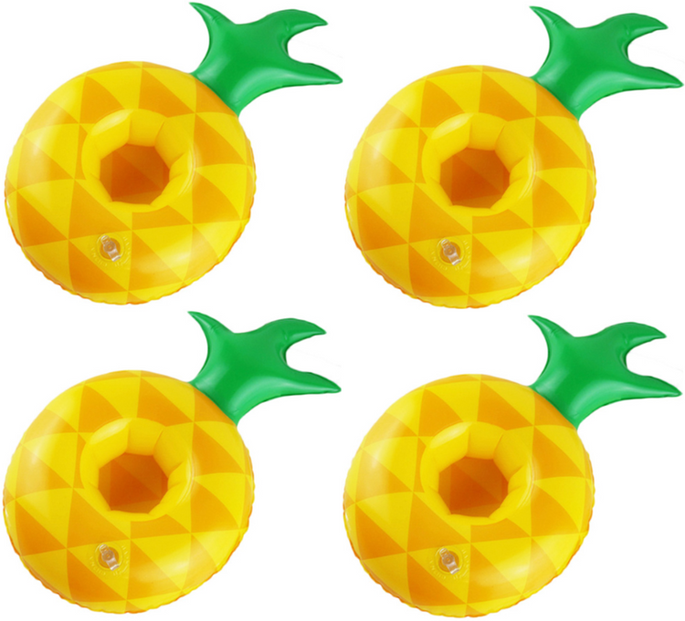 4x Inflatable Drink Holder Pineapple Floating Can Cup Hot Tub Swimming Pool Bath