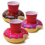 Inflatable Doughnut Drink Holders Pack of 3 Floating Swimming Pool Hot Tub Party