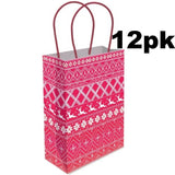 Christmas Gift Bags 12 x Red Nordic Paper Party Loot Bag With Handles Recyclable