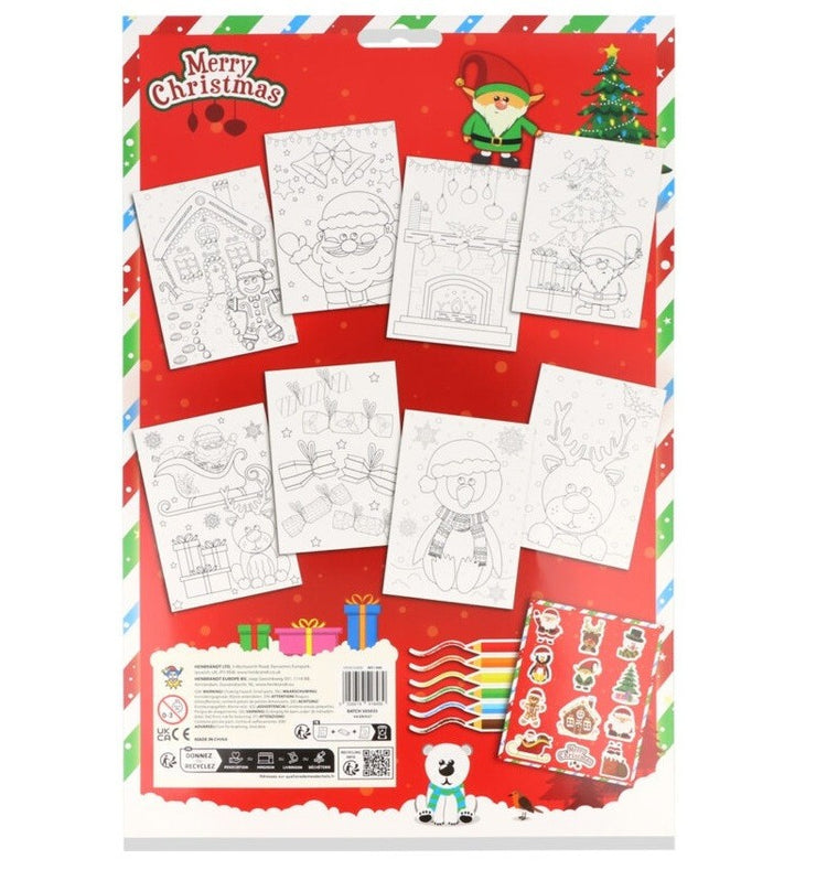 A4 Christmas Colouring Set With Pencils Stickers Stocking Filler For Kids Gift