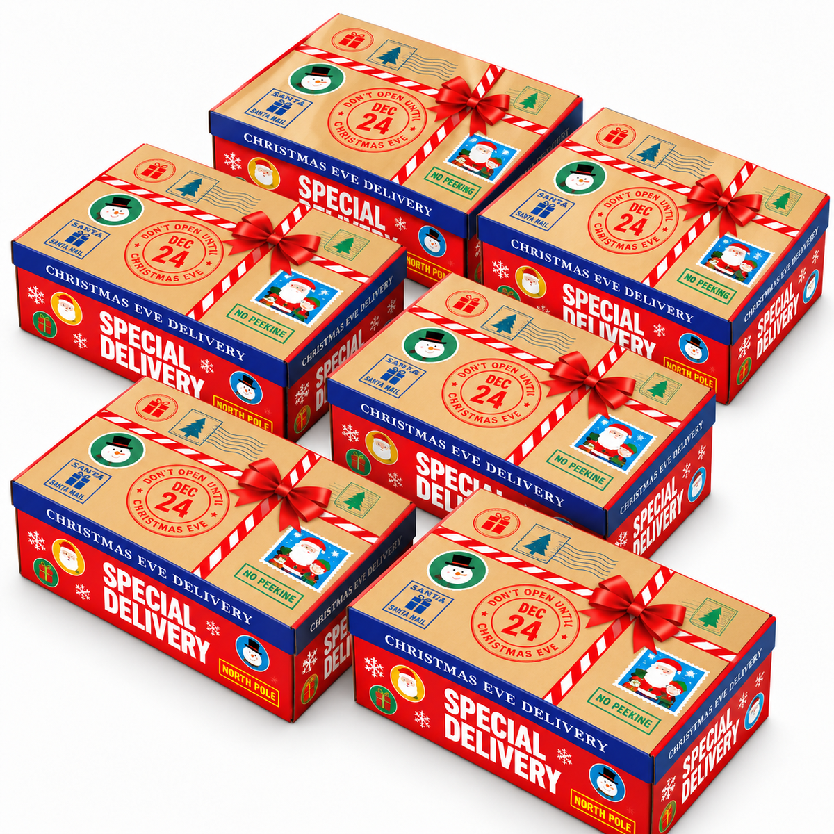 Christmas Eve Boxes Pack of 2 Kids Xmas Gift Box Special Delivery Festive Hamper