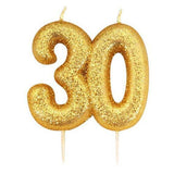 30th Birthday Cake Candle Topper Gold Anniversary Glitter Age Number Party Gift
