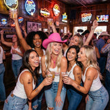 Pink Cowboy Hat - Women's Western Fancy Dress Party Accessory - Festival, Hen Do