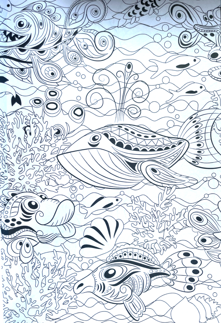 Sealife Colouring Book A4 - Adult Anti Stress 48 Page Book Relaxing Sea Animals