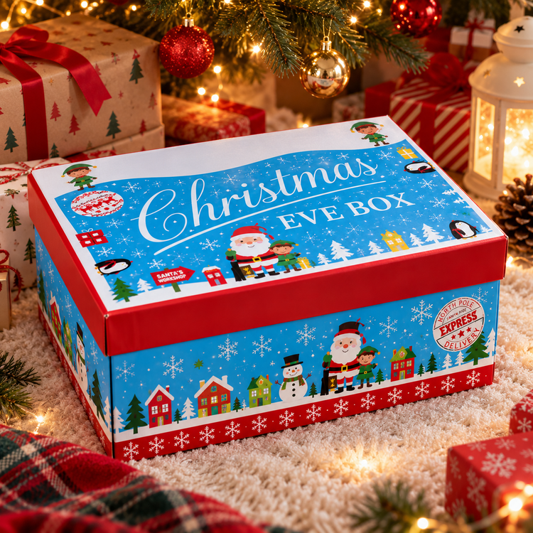 Christmas Eve Boxes Xmas Gift Box Empty Festive Hamper Kids Treats 1-12 Packs