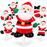 A set of Santa Claus plastic cake toppers, featuring a large central Santa jumping up in the center with smaller identical Santas arranged around him on a clean white background.