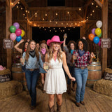 Pink Cowboy Hat - Pack of 6 - Western Cowgirl Fancy Dress Party Festival Hen Do