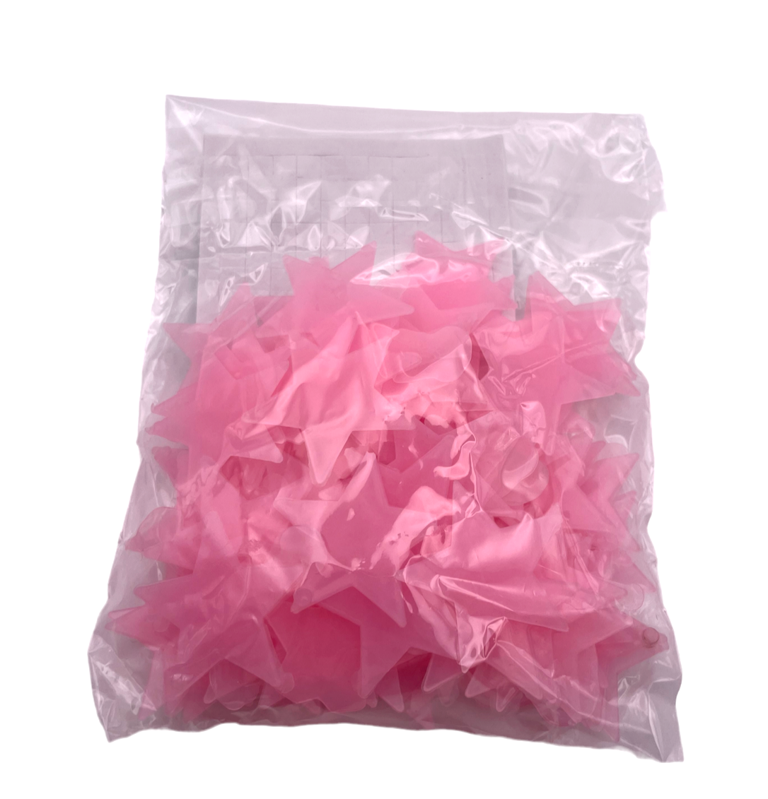 200 Pink Glow In The Dark Stars 3cm Luminous Stick On Space Ceiling Wall Sticker