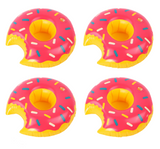 4x Inflatable Doughnut Drink Holders Pink Float Hot Tub Swimming Pool Party Bath
