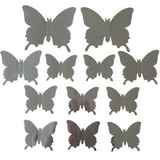 12 Mirror Silver Butterfly Wall Sticker 3D Metallic Decal Room Decorations Decor