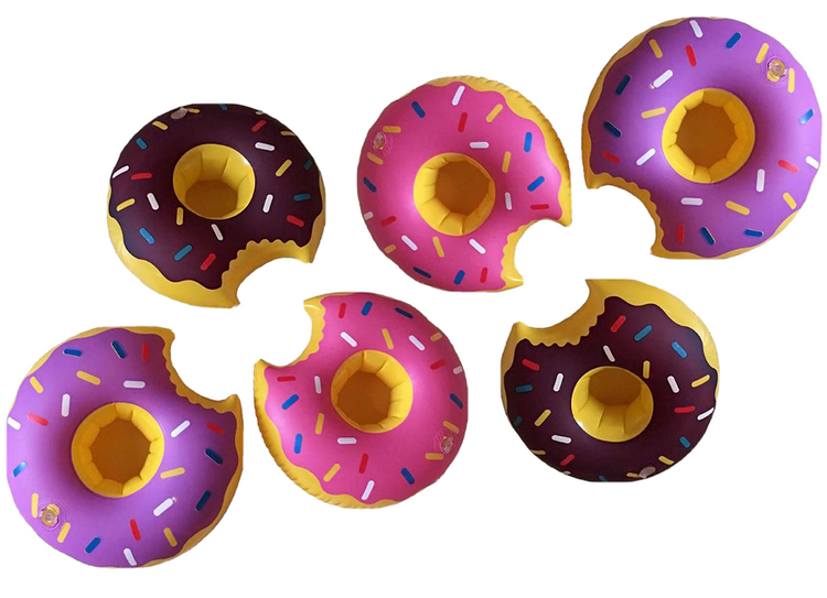 Inflatable Doughnut Drink Holders Pack of 6 Floating Swimming Pool Hot Tub Party