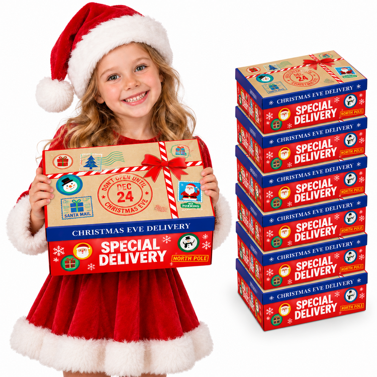 Christmas Eve Boxes Pack of 2 Kids Xmas Gift Box Special Delivery Festive Hamper