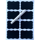 40x Jar Label Chalkboard Sticker Curved Square Reuse Kitchen Black Chalk Marker