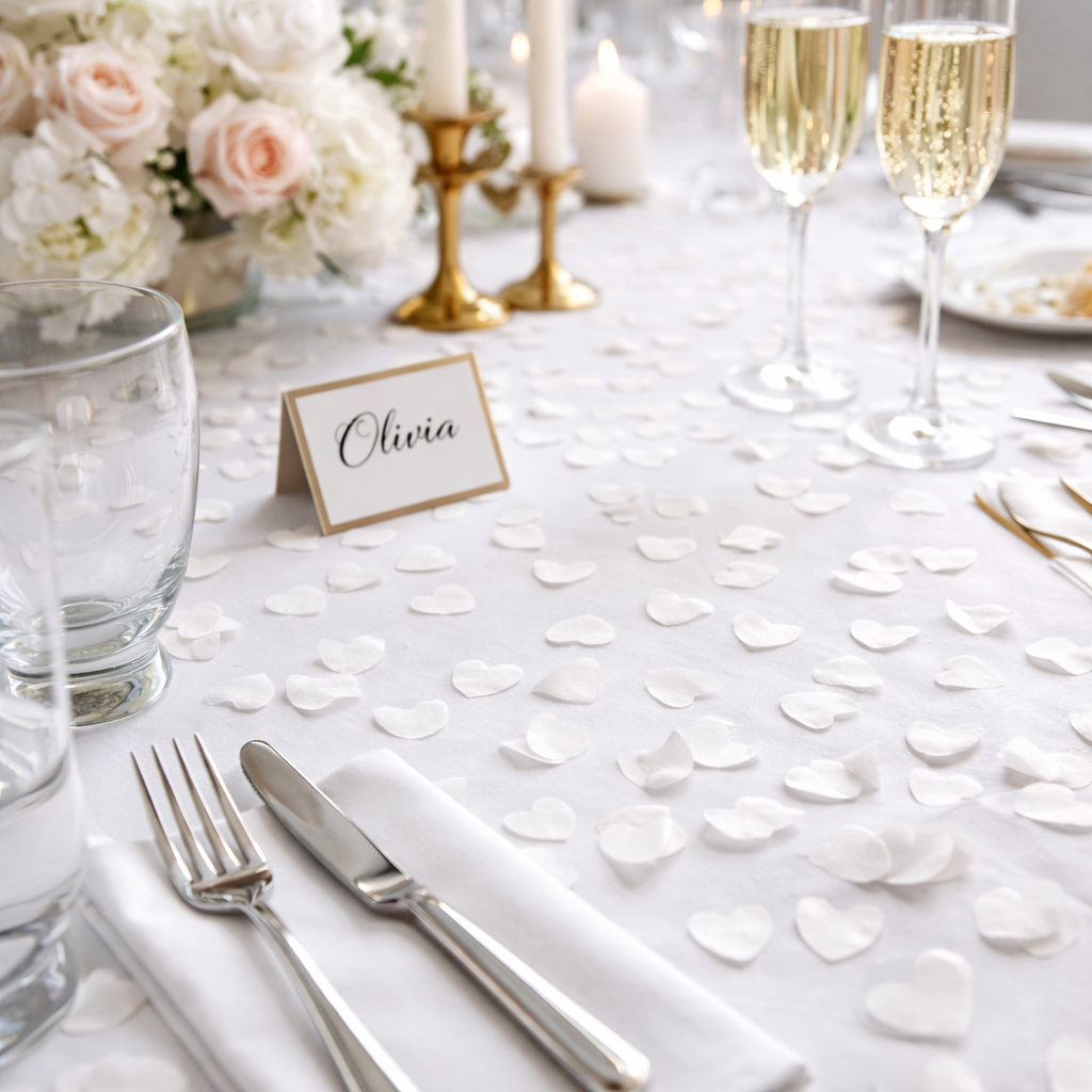 White Heart Confetti Wedding Party Event Table Decoration Display Biodegradable