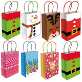 Christmas Gift Bags x6 Red Nordic Paper Party Loot Bag With Handles Recyclable