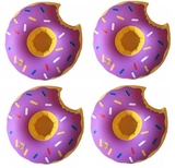 4x Inflatable Doughnut Drink Holders Purple Floating Hot Tub Swimming Pool Party