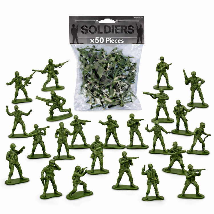 50x Toy Soldiers Green Plastic Soldier Figures Army Men for Boys Birthday Gift