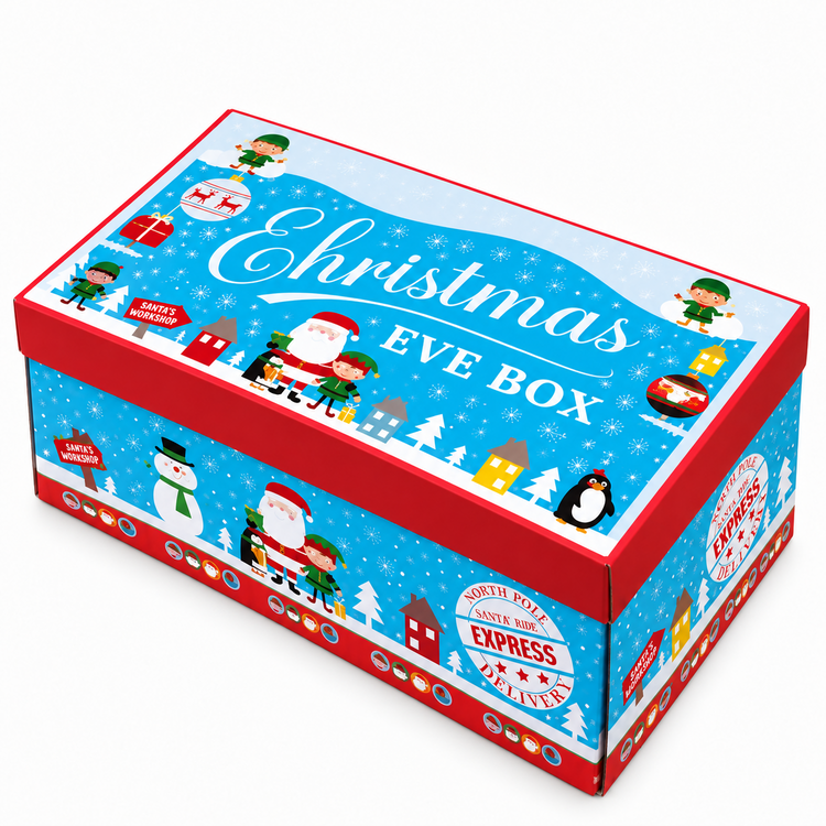 Christmas Eve Boxes Pack of 2 Kids Xmas Gift Box Festive Hamper 32 x 21 x 11cm