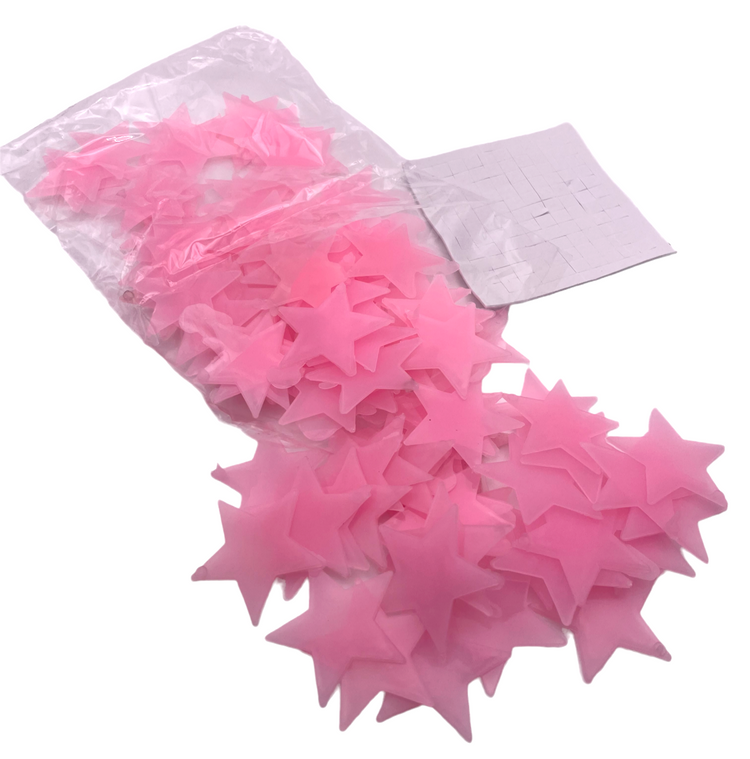 Glow In The Dark Plastic Stars Fun Ceiling Wall Art Luminous Space Stickers 3cm
