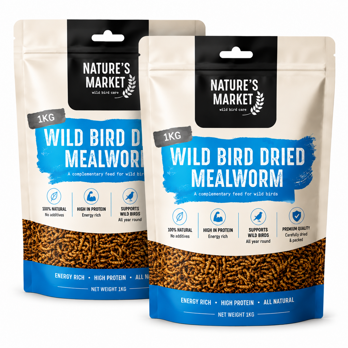 2kg Dried Mealworms Wild Bird Food High Protein Premium Garden Birds Feed