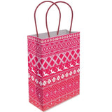 Christmas Gift Bags 12 x Red Nordic Paper Party Loot Bag With Handles Recyclable