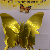 12 Mirror Silver Butterfly Wall Sticker 3D Metallic Decal Room Decorations Decor