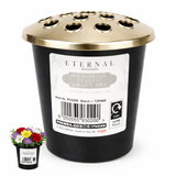 Grave Pot with Gold Lid - Vase Flower Holder For Memorial Cemetery Grave Insert