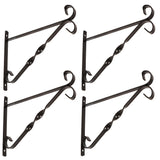 Hanging Basket Brackets 10" Pack of 4 Metal Wall Mount Garden Plant Hangers
