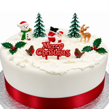 10pc Christmas Cake Topper Set Santa Snowman Reindeer Holly Yule Log Decorations