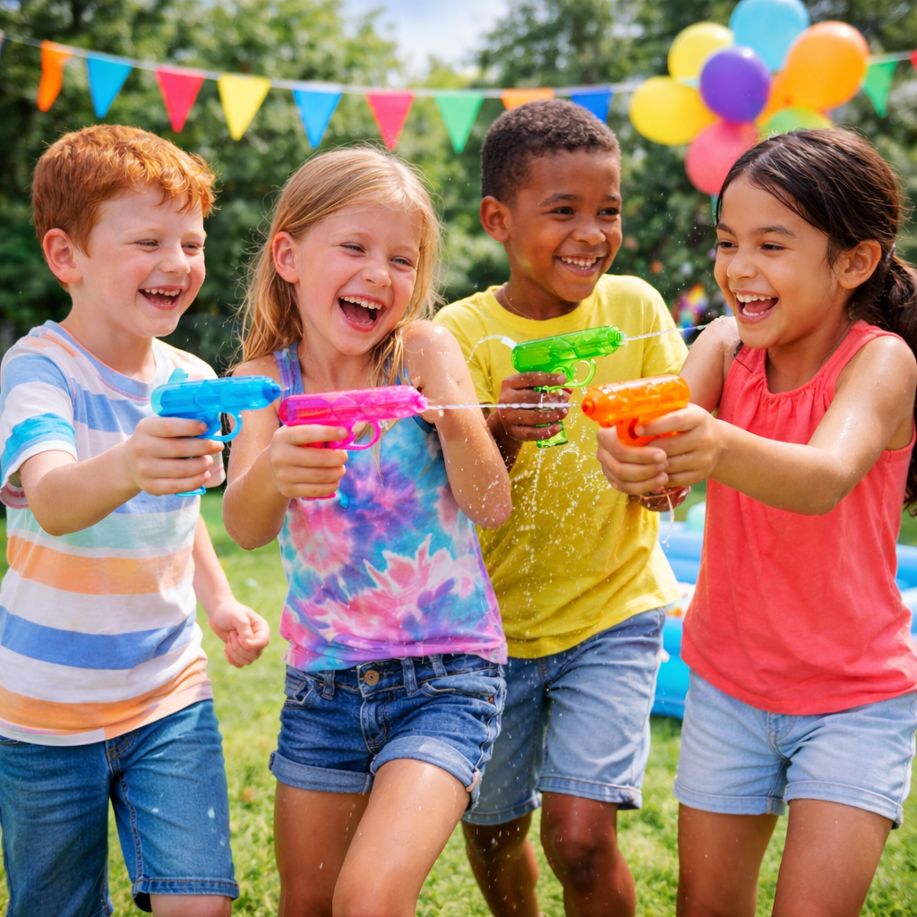 6x Kids Water Pistol Gun Set 11cm Summer Fun Garden Party Bag Filler Beach Toy