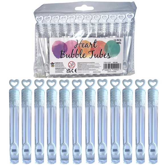 12 Pack White Heart Bubble Tubes