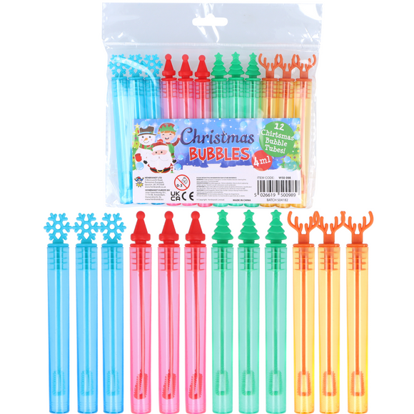 Christmas Bubble Tubes 12 Pack Party Bag Stocking Filler