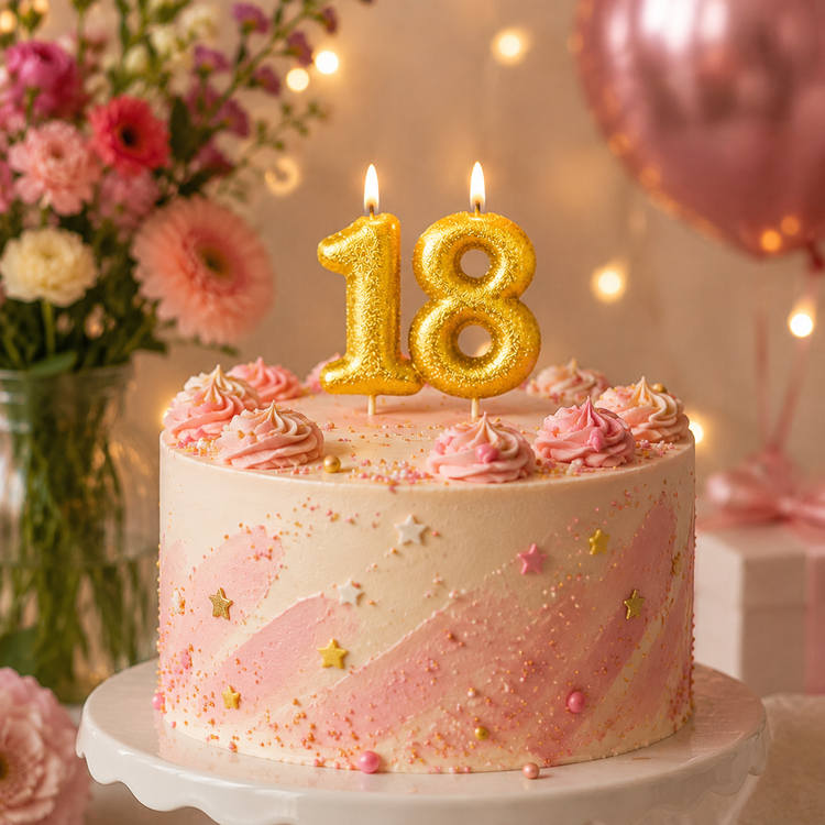 Gold Cake Candle Topper Milestone Age Number Birthday Cake Decoration Glitter